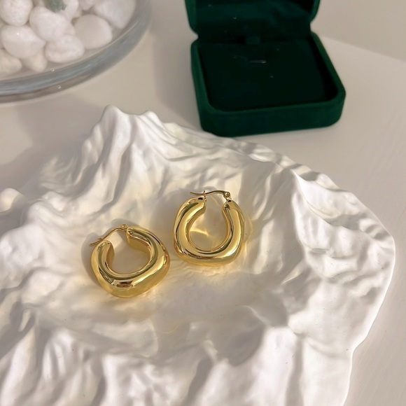 Sculptural Hoops Earrings - Picture 1 of 11